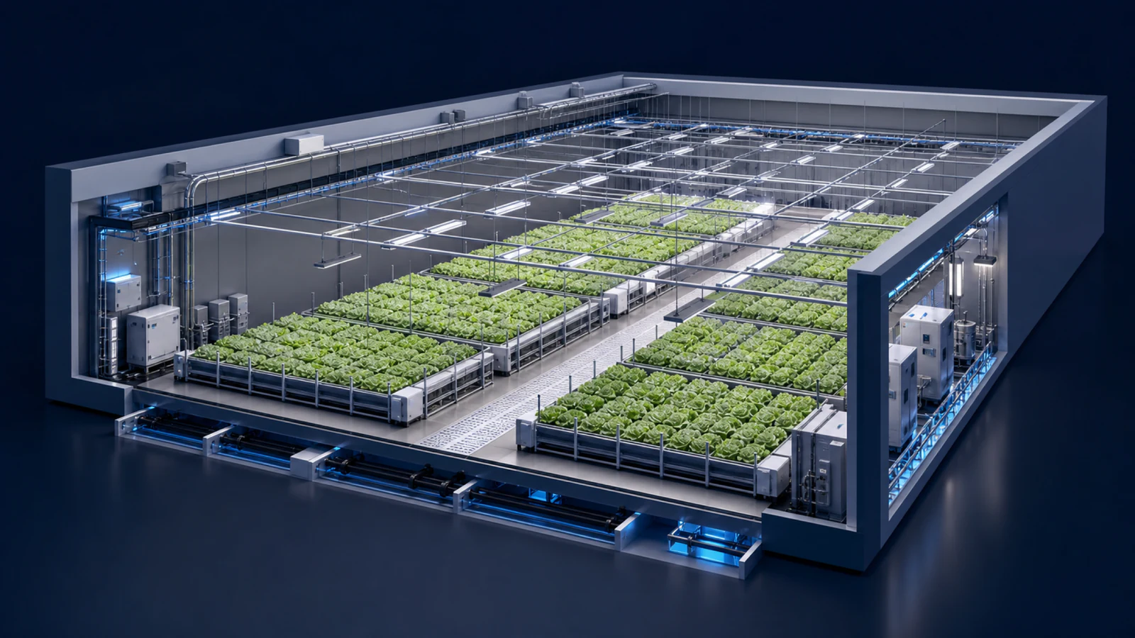 受控环境农业种植层照明安装关系三维示意